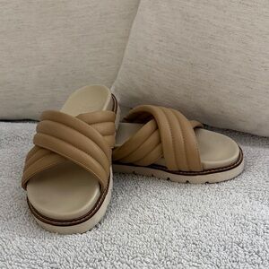 Oasis Cream Quilted Slide Sandals